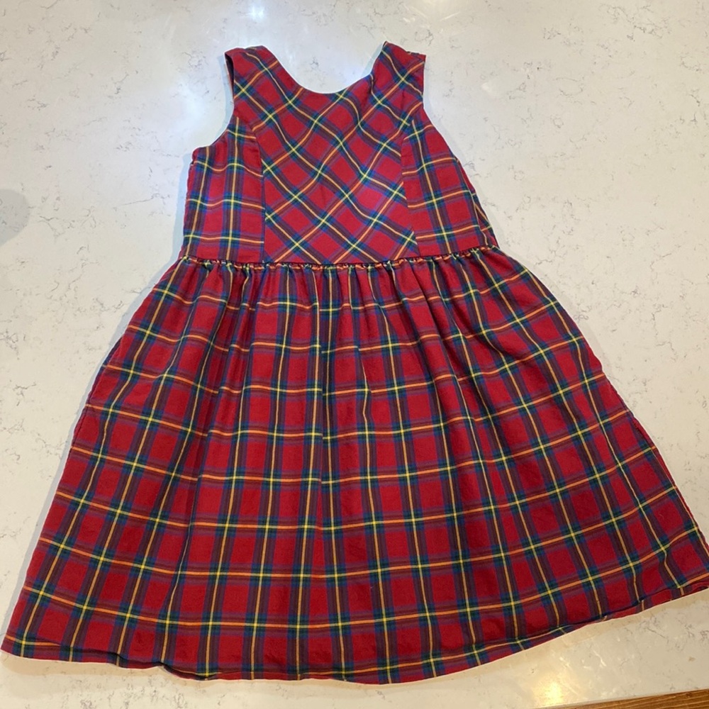 Gabby Cranberry Plaid Bow Dress